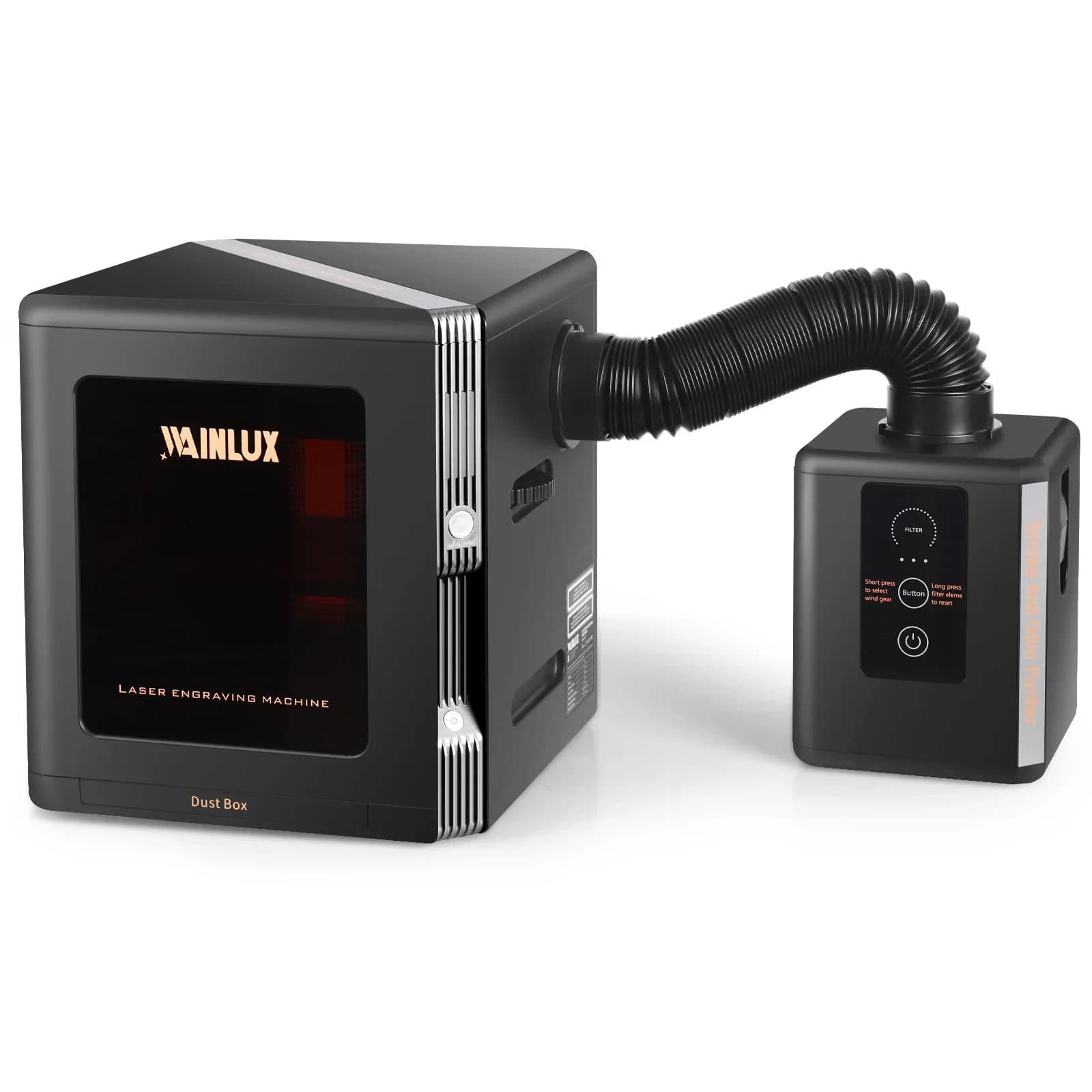 WAINLUX Mini Low Noise Air Purifier Remove Powder Life Display with Replaceable Filter for Laser Engraver K8 Engraving K10