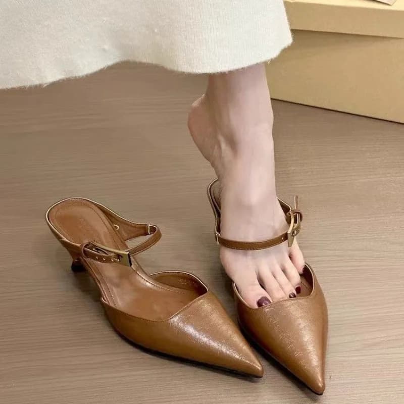 Mules Elegant Women's Shoes With Mid Heel and Closed Toe, Sexy Summer Sandals, Trendy Women's Shoes 2026, Décolleté Signed
