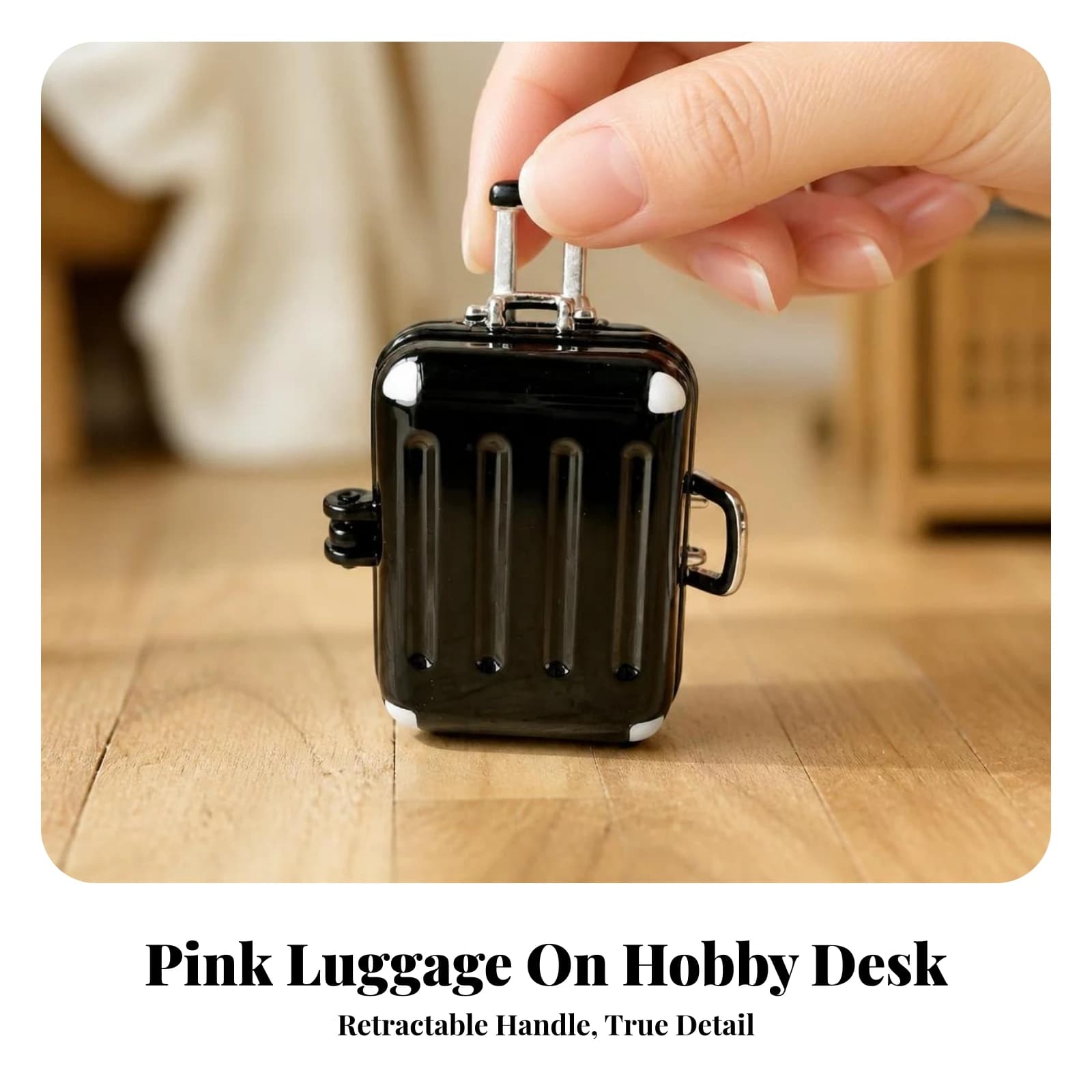 Dollhouse Luggage Openable Miniature Suitcase with Telescoping Handle 1:12 Scale Travel Case Realistic for Photography Props