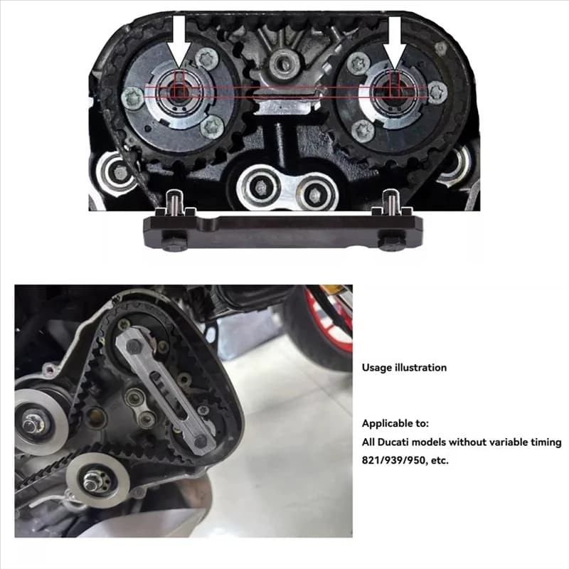 Strumento di temporizzazione del rullo della cinghia del motore del motociclo per lo strumento di bloccaggio dell'albero di distribuzione dell'albero a camme Ducati