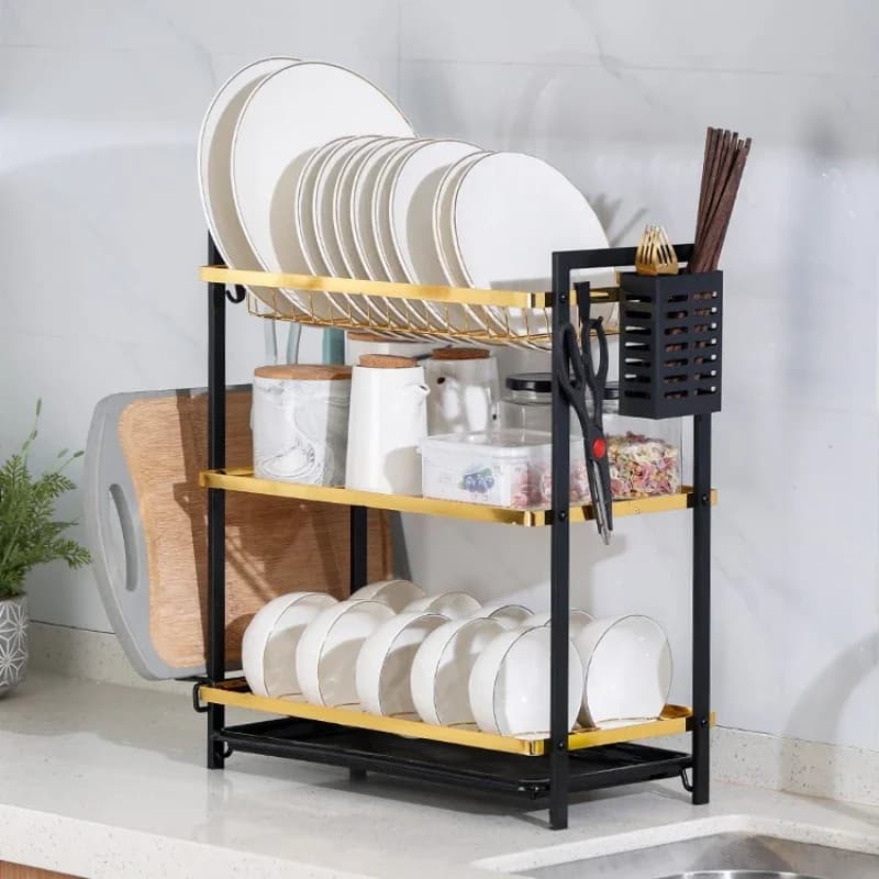 Stable Kitchen Dish Drain Rack Tableware Pot Lid Cutting Board Shelf Drain Basket Sink Tableware Storage Rack