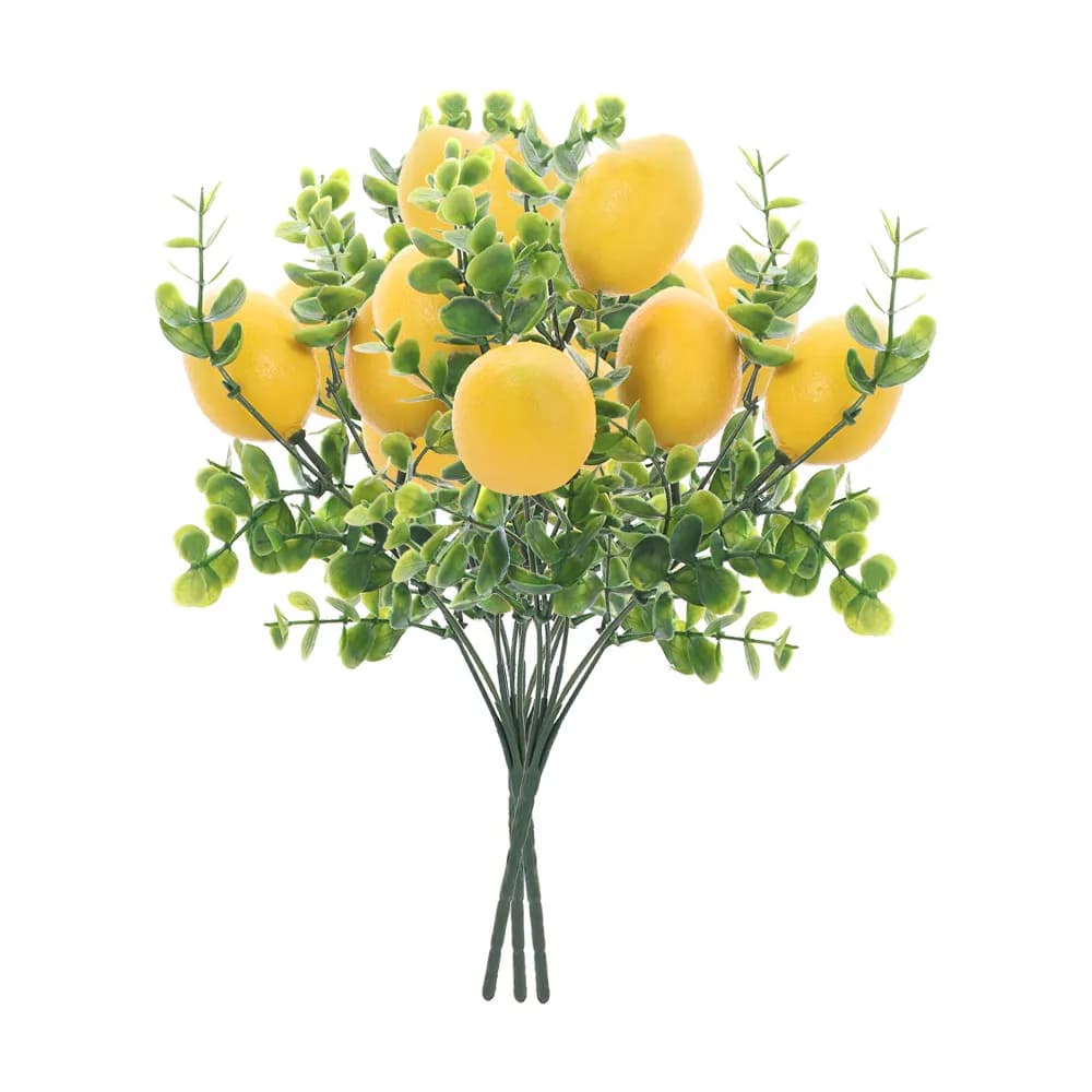 Accessori per Fotografia, Rami di Limone Artificiali Fatti a Mano, Eleganti Frutti di Limone Simulati, Piante Finte Realistiche in Schiuma per Decorazione Vasi