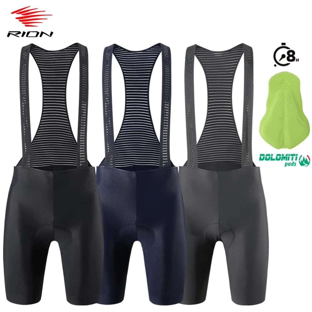RION Shorts with Men's Cycling Suspenders Bicycle Clothing Road Bike Pro Collant MTB Seamless Legs Long Distance Spoons Pad Dolomites Italian 8H