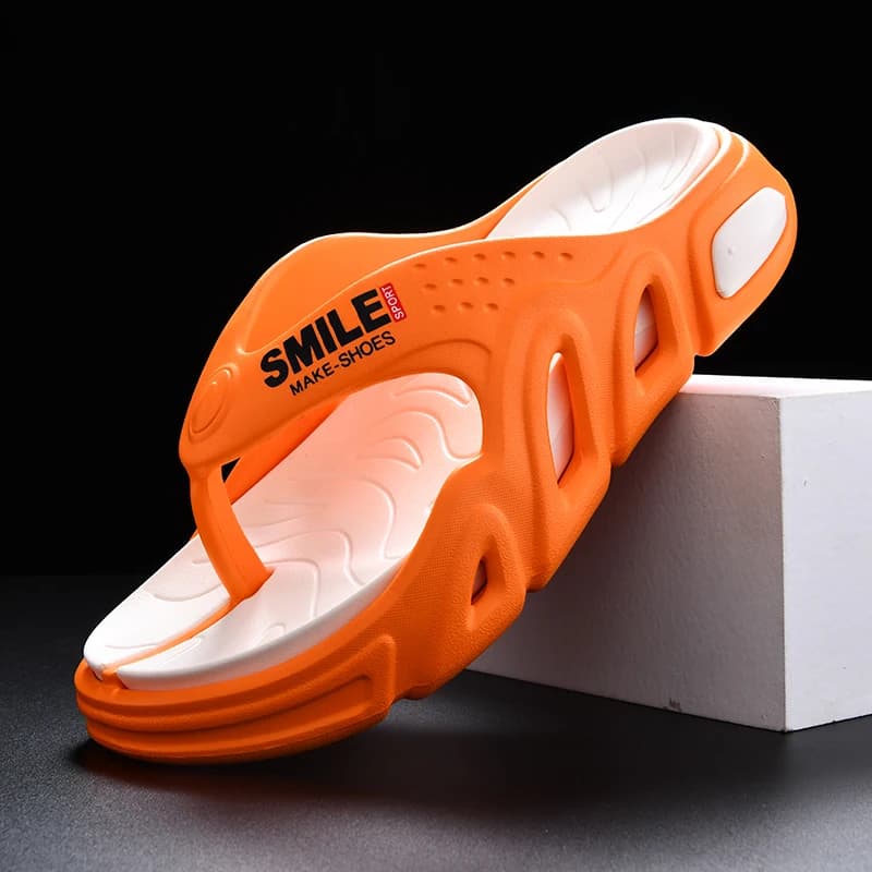 Ciabatte Estive Arancioni con Plateau da Uomo, Comode e Morbide, Infradito da Spiaggia per Esterni, Scarpe Casual in EVA da Uomo, Chanclas Hombre