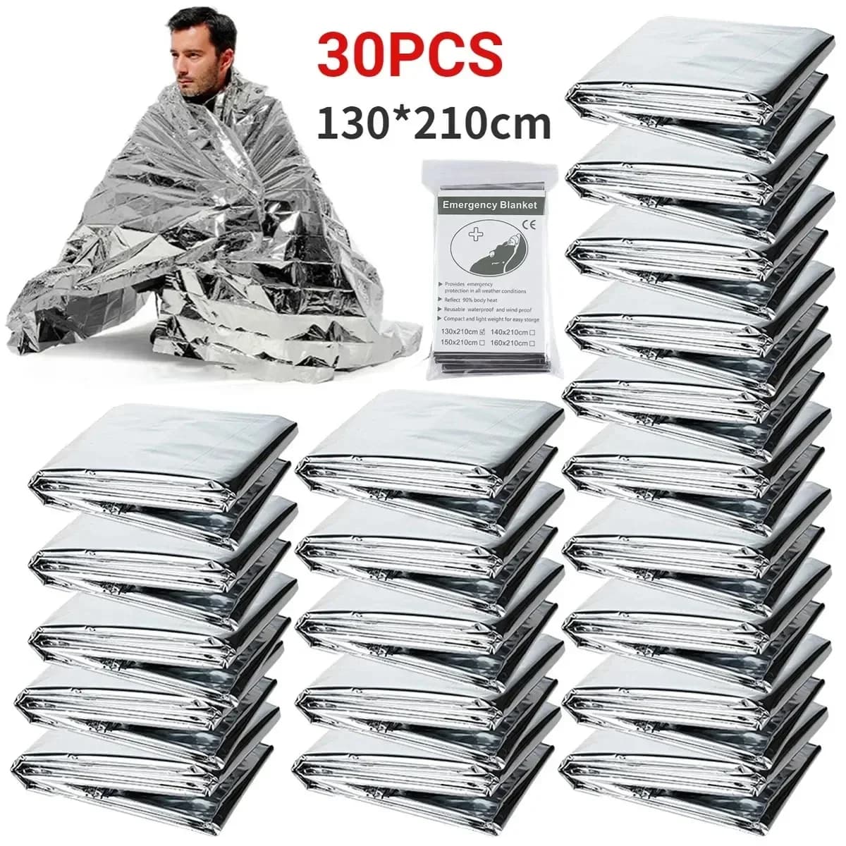 KKJoy Emergency Foil Thermal Blanket 1-10PCS Waterproof Windproof Outdoor Survival Rescue First Aid Camping Kit