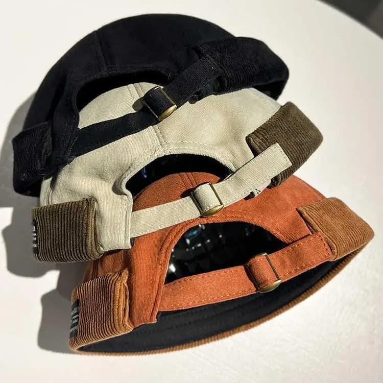 Cappello senza tesa in velluto a coste unisex Cappello hip-hop traspirante per padrone di casa per uomo Donna Cappello hip-hop regolabile con cupola e melone
