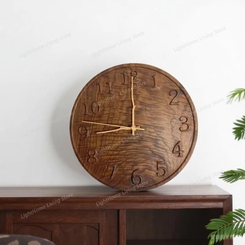 Round Wooden Design Wall Watch Clock Unique Design Decor Classic Wall Watch Clock Digital Modern Horloges Murales Home Decor