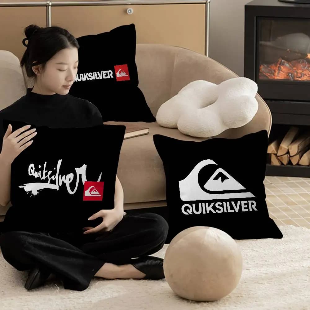 Q-QuiksilverS Fodere per cuscini con logo, decorazioni per divano a tema cartone animato, stampa fronte-retro, in peluche corto, graziose fodere per cuscini