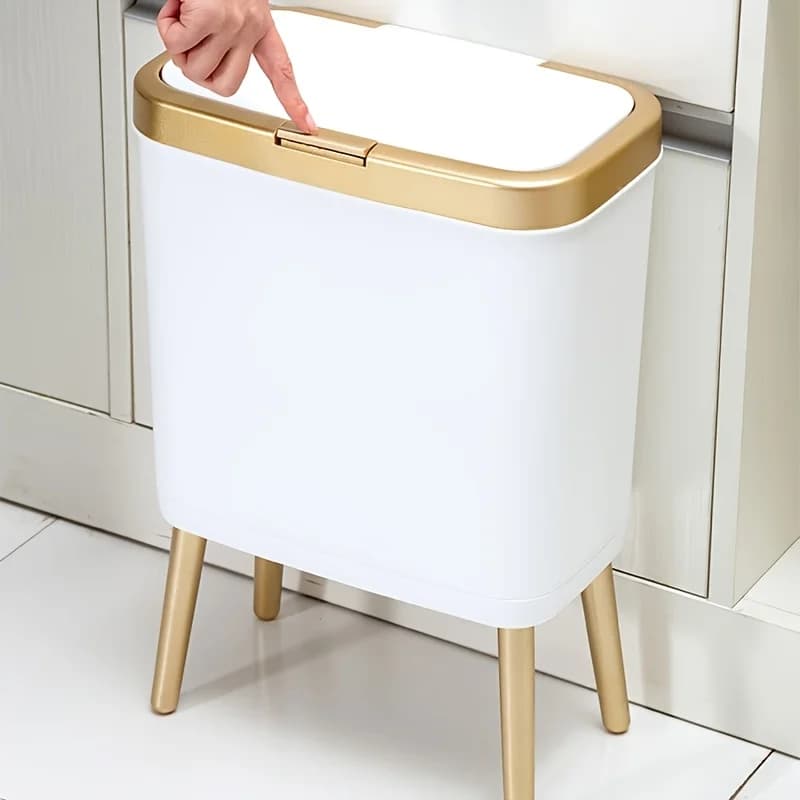 15L Trash Can High Foot Press Seam Type Sealed Odor Proof Recycle Bin Home Wastebasket Kitchen Bathroom Accessories