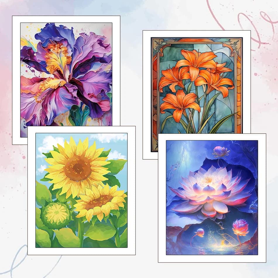 1pc frameless Painting By Numbers Flowers Acrylic Paints Drawing Picture For Handiwork Watercolor Arts Crafts Wall Art
