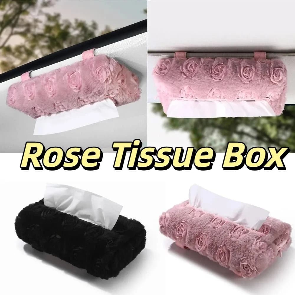 Accessori Auto: Porta Fazzoletti in Pelle Rosa e Nero, Carino Organizzatore per Fazzoletti da Appendere al Parasole, Custodia per Fazzoletti da Auto per Visiera Parasole