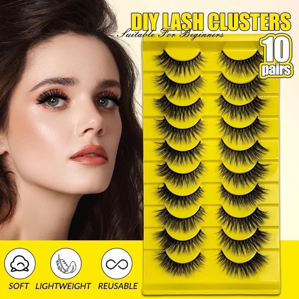 10 Paia Nuovi Ciglia Finte 3D Dramatiche Soft Voluminose Handbags Mezze Ciglia Handmade for Cosplay Extension Eyelash