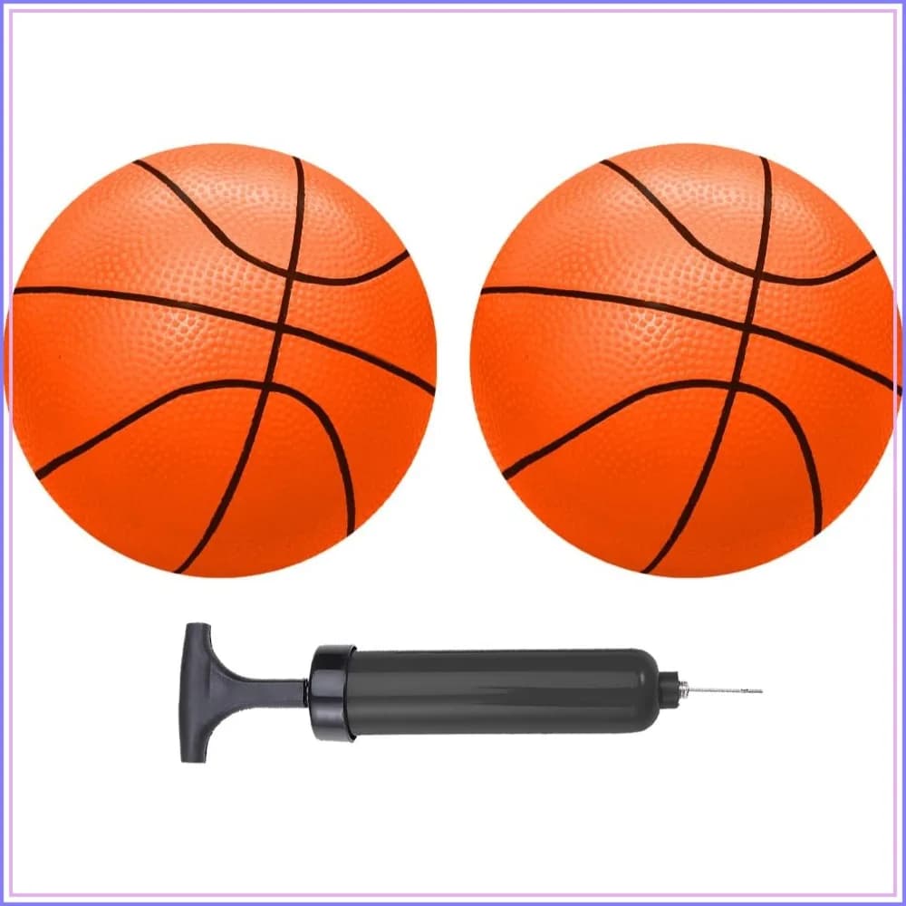 Mini Basketballs 5" Set of 2 with Pump, Durable for Toddlers Kids, Indoor Outdoor Pool Fun