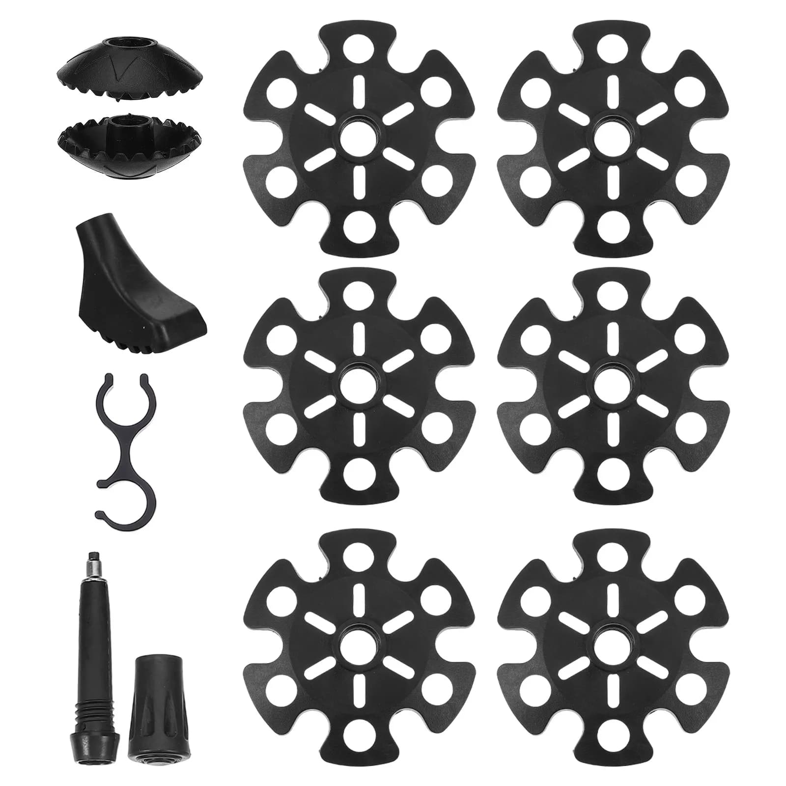 Set of 1 pair of tungsten steel tips for trekking poles, non-slip rubber spare caps for hiking sticks, snow and mud tilt cover
