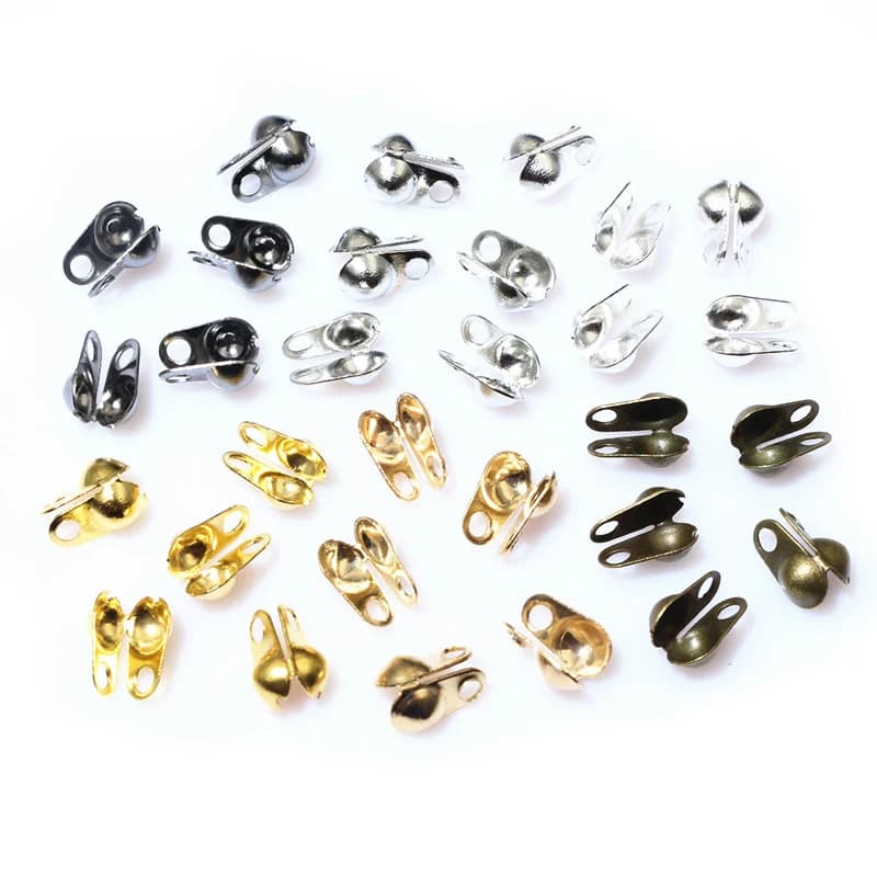 200 pz misura 1.5/2/2.4/3.2mm catena a sfera Calotte End Crimp Beads connettore componenti per gioielli fai da te che fanno accessori risultati