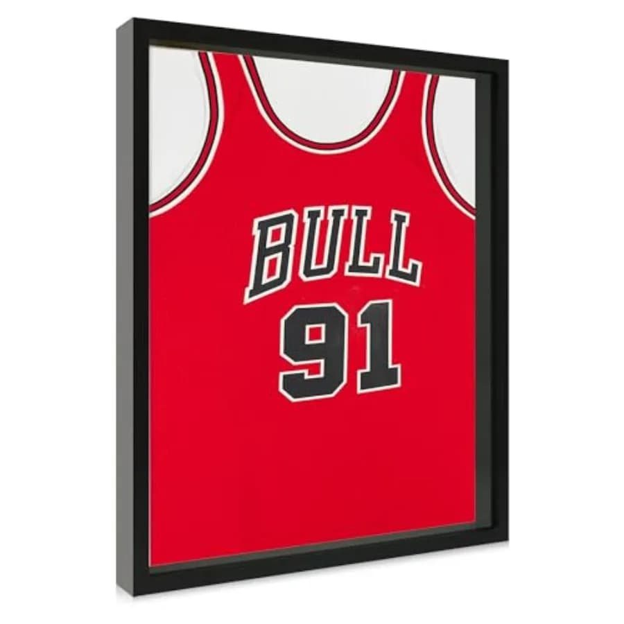 Cornice Shadow Box Grande con Retro in Morbido Lino, Espositore in Legno per Maglie Sportive Giovanili con Copertura in Vetro Temperato da Parete