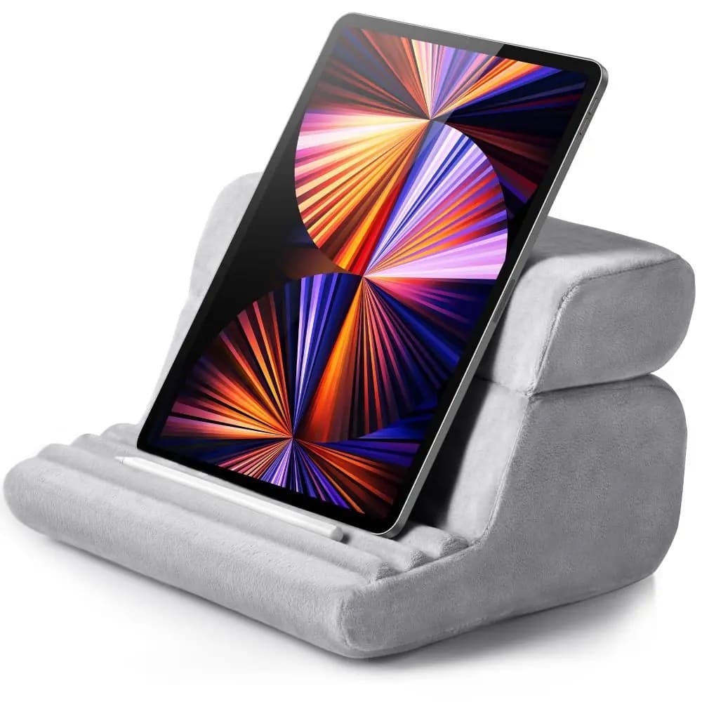 Supporto per cuscino per tablet 2 in 1 per supporto per telefono pieghevole per divano letto con regolazione multi-angolo portatile con tasca laterale