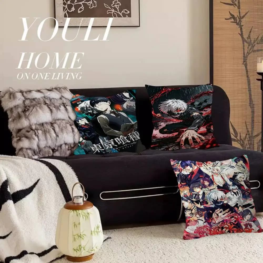 Fodera per cuscino classica anime T_Tokyo G_Ghoul, federa per cuscino, decorazione per soggiorno, divano, casa, personalizzabile