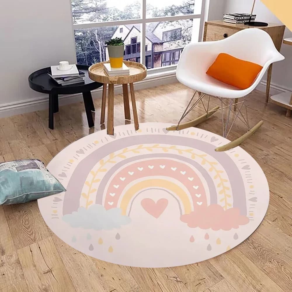 Tappeto rotondo arcobaleno Tappeto lavabile per camera da letto Sedia Tappetino girevole Camera da letto Soggiorno Tappetini divertenti per camera dei bambini