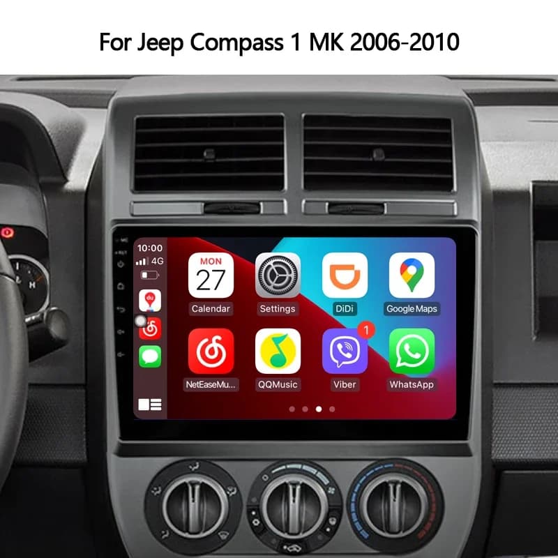 10.2"Car Stereo Android Auto And Carplay Multimedia Player For Jeep Compass 1 MK 2006-2010 Radio Head Unit Plug And Play NODVD