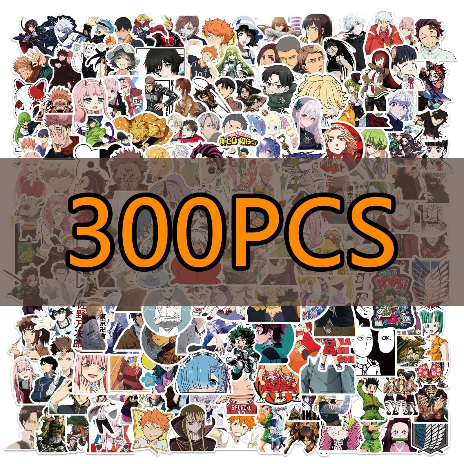 300 pezzi senza duplicazione mix adesivi anime fai da te auto skateboard laptop telefono bagaglio tazza decalcomanie impermeabili adesivo giocattoli per bambini