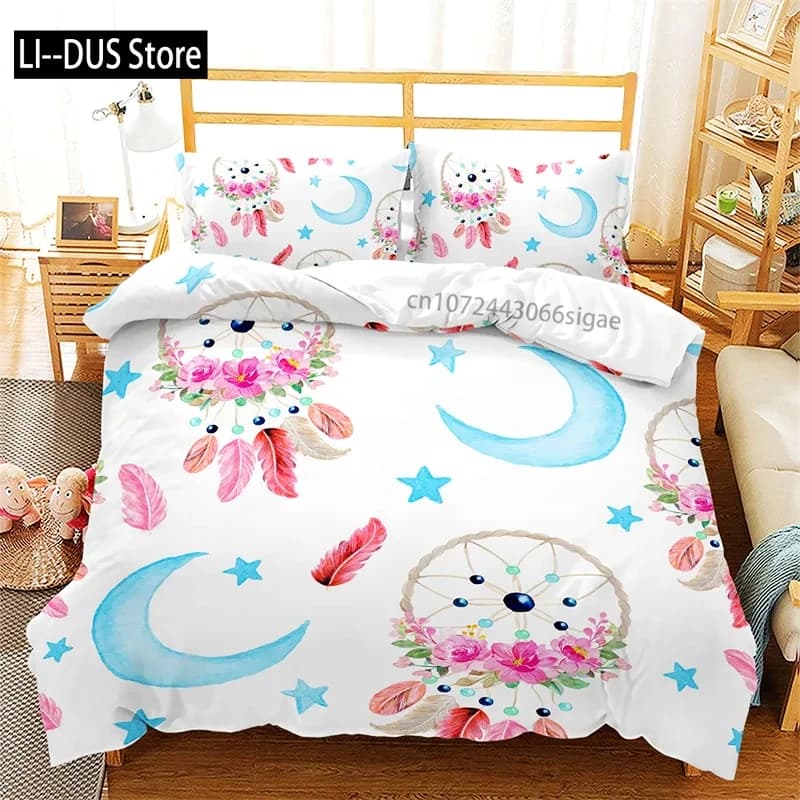 Dreamcatcher Duvet Cover Bohemia Comforter Cover Microfiber Feather Bedding Set Full Twin for Girls Teens Adults Bedroom Decor