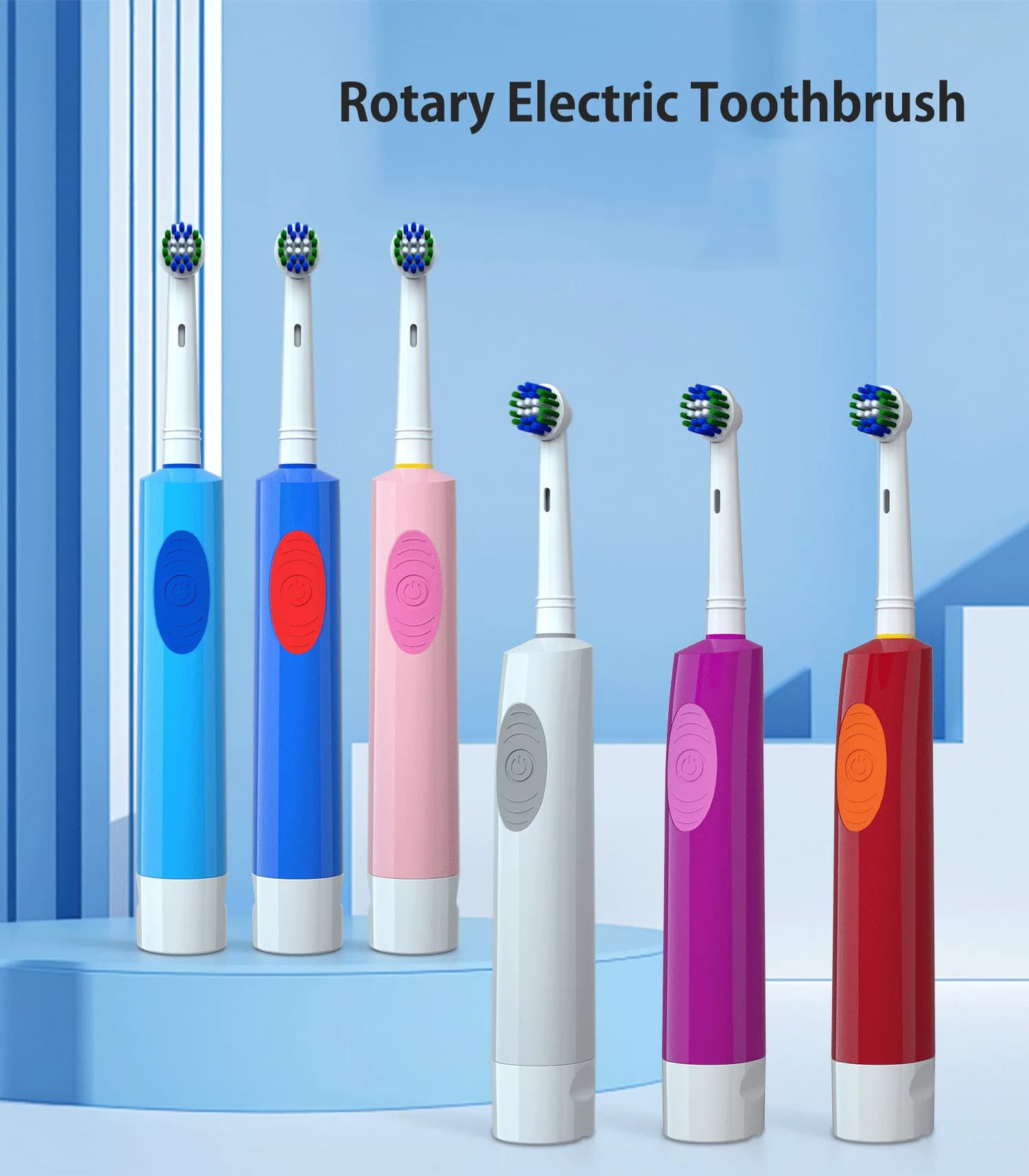 Electric toothbrush Soft bristles Rotondate Vibration 2-10 pieces Heads Toothbrush Care of the gums Battery power Teeth whitening for adults