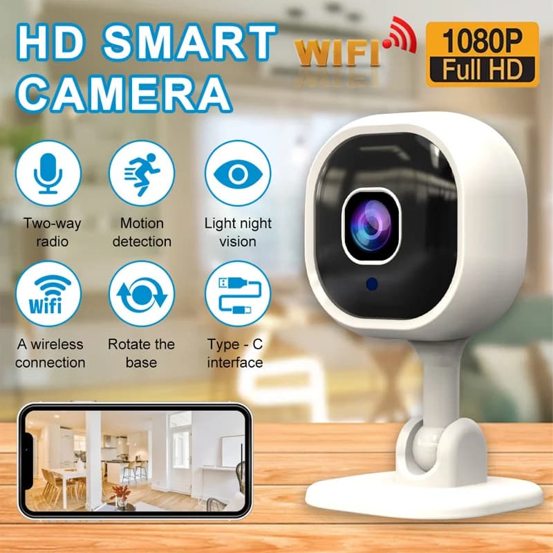 Telecamera di Sicurezza Intelligente A3 WiFi 1080P Full HD con Rilevamento del Movimento, Visione Diurna e Notturna, Interfono Bidirezionale