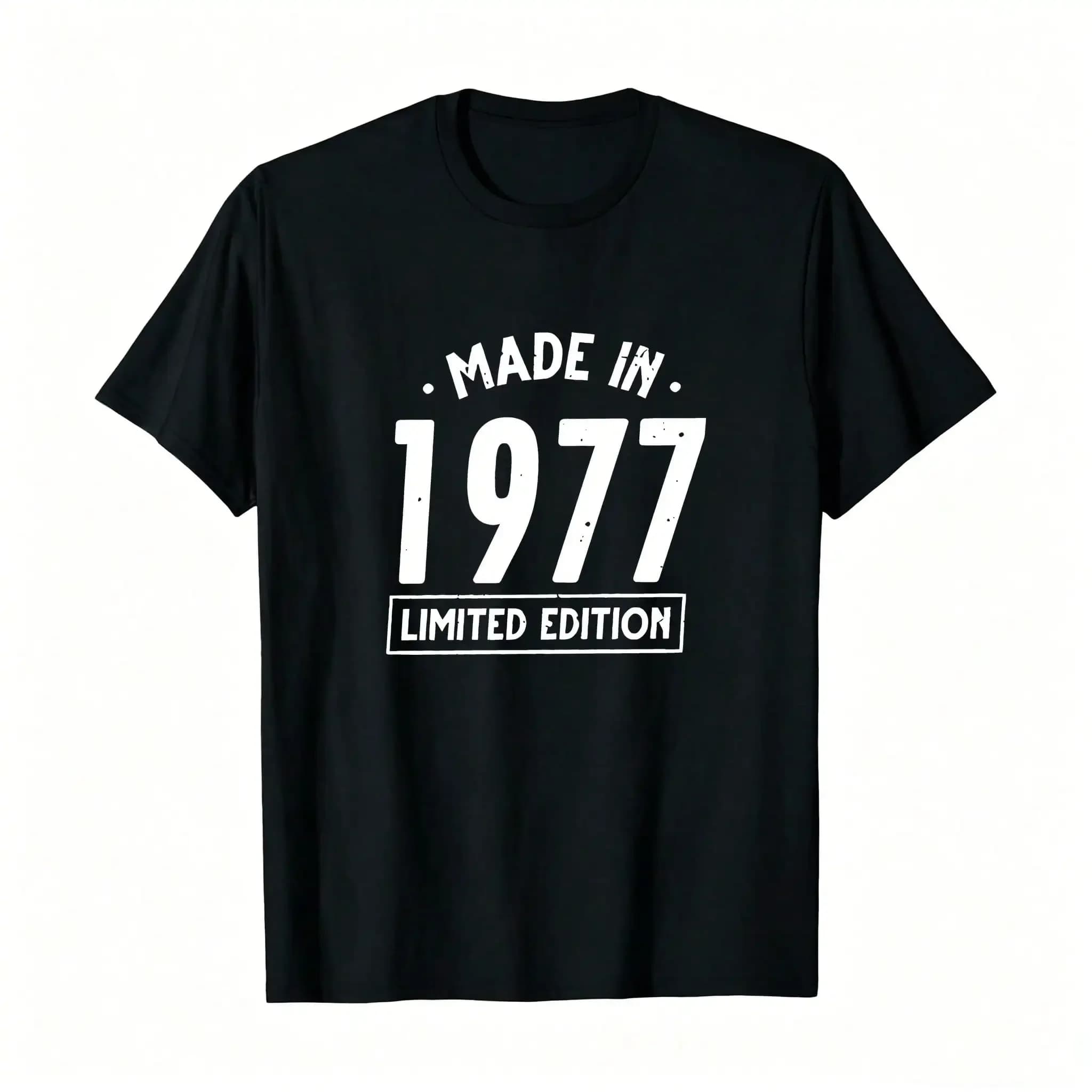 Men's Made In 1977 Limited Edition Outdoor S, Pullovers, And Sweatshirts,Graphic Sudaderas Para Hombre Long Sleeve _,Breathable And Comfortable Short-Sleeved Round-Neck Top, Suitable For All Seasons, Everyday Wear For Women