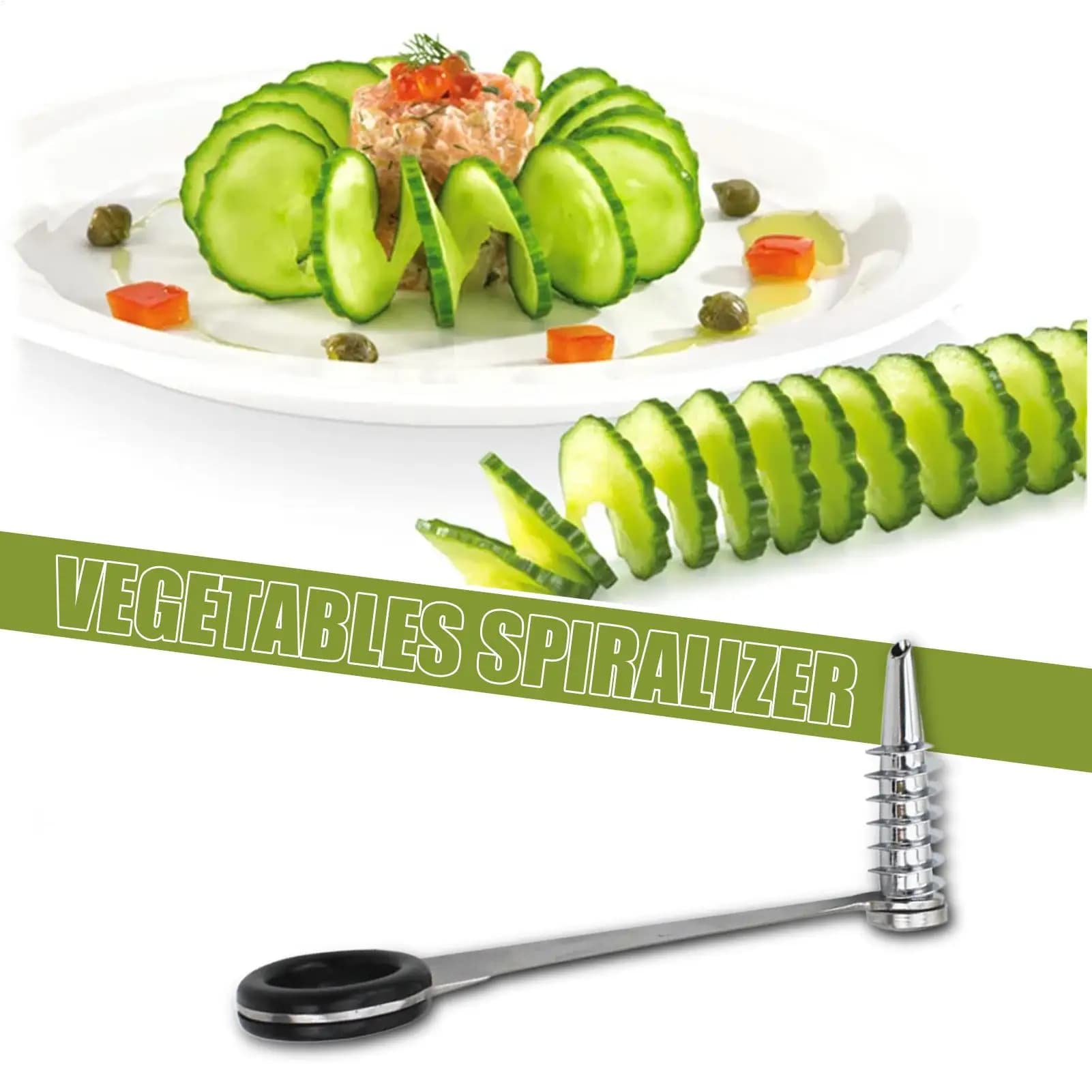 Affettatrice a Spirale per Zucchine in Acciaio Inossidabile, Utensile da Cucina Leggero per Tagliare Cetrioli, Patate e Carote