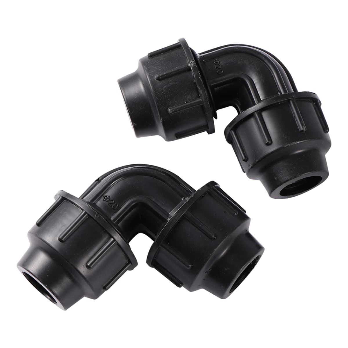 DN20 DN25mm pipe PE quick rubber connector plastic 1/2"3/4" pipe 90 degrees fast clamping couplings for garden water coupling 1 pc