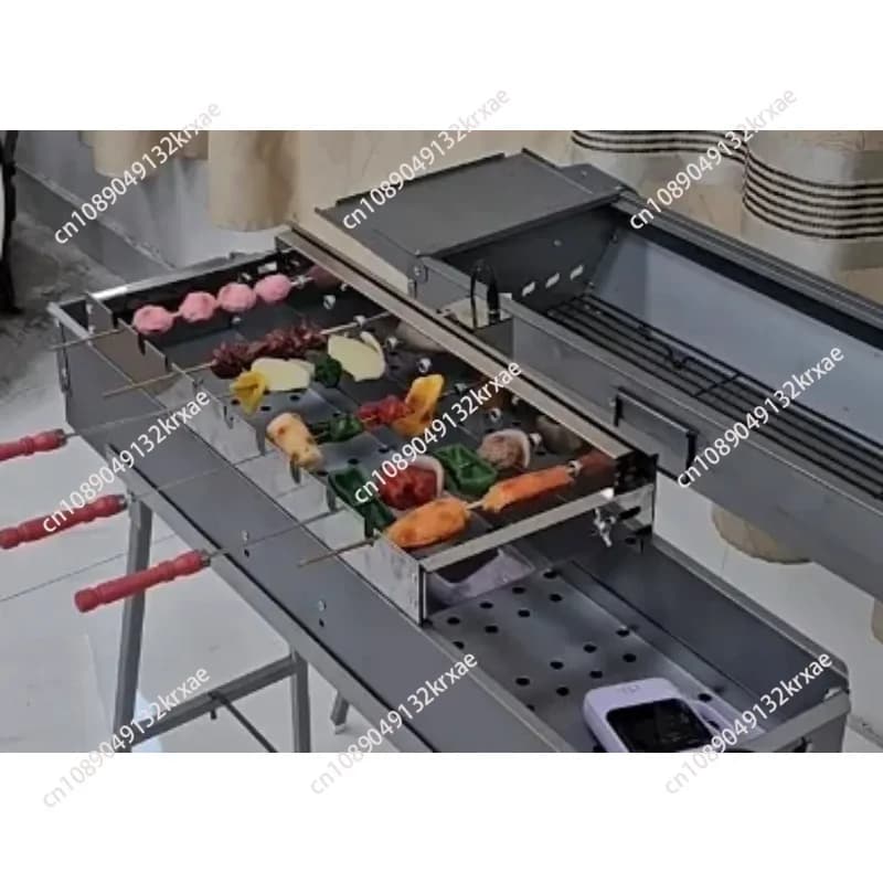 Width16Cm Automatic Barbecue Flip Shelf Adjustable Width Tumble Skewer 5V Can Be Connected To Power Bank AC and DC 50cm