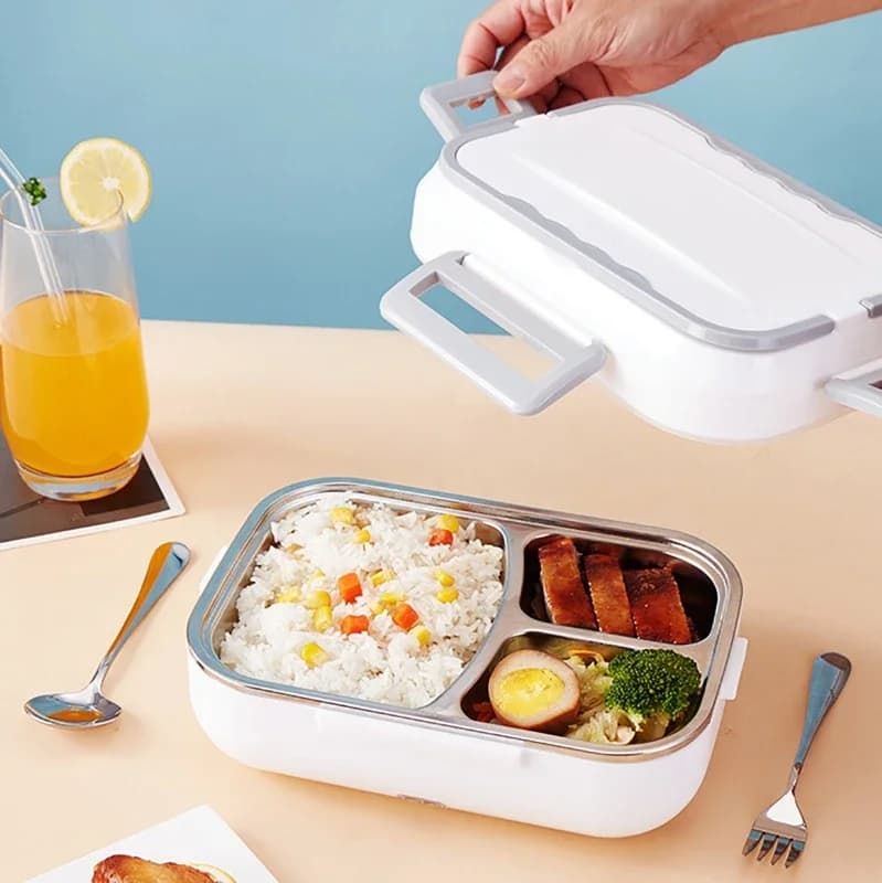 220V Home Car Truck Mini scatola di riso riscaldamento scatola di pranzo elettrica vaporiera portatile contenitore per alimenti scatole termiche set da viaggio per ufficio