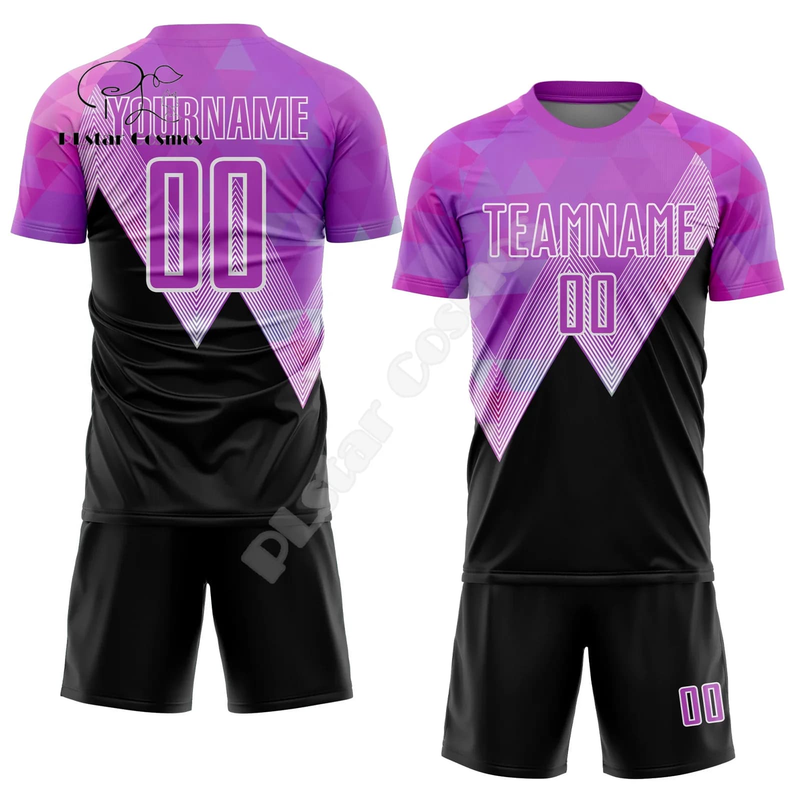 Custom Name Gradient Graffiti Soccer Jersey Football Jumpsuits 3dprint Harajuku Summer Shirts Shorts Combo Short Sleeves X23