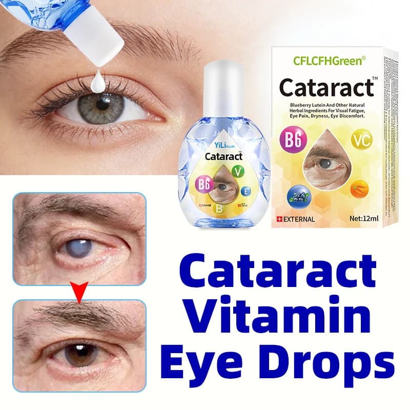 Cataract Cure Vitamin B6 Eye Drops Blurred Vision Treatment Black Shadow Cloudy Eyeball Removal 12Ml