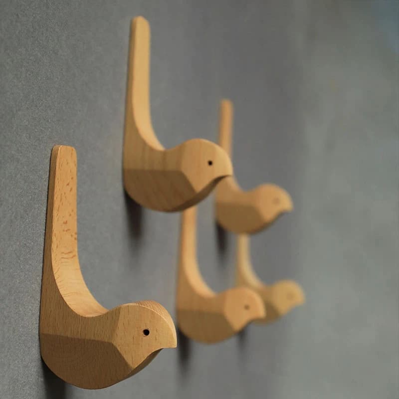 Appendiabiti in legno massello appendiabiti creativo a forma di uccello per la camera dei bambini decorazioni per la casa decorazioni per la parete borse per vestiti appendiabiti chiavi rack