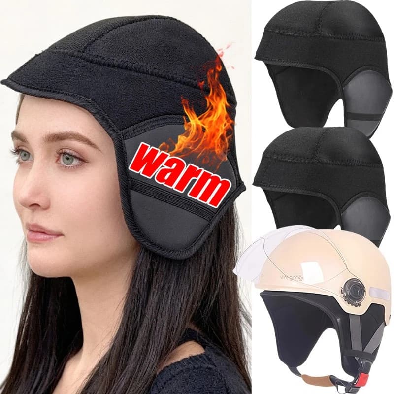 Detachable helmet cover with windscreens Cold-proof inner hoods Black bomber hats for women Men Motorcycle Cycling Winter