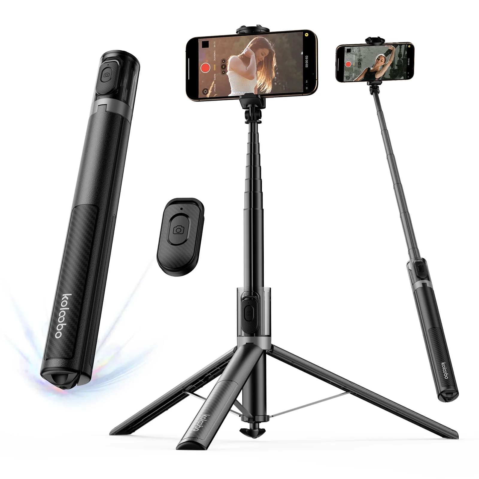 Koloobo 67'' Treppiede automatico per telefono Auto Pop Open Stand 360 ° Selfie Stick ruotabile con telecomando per iPhone Android