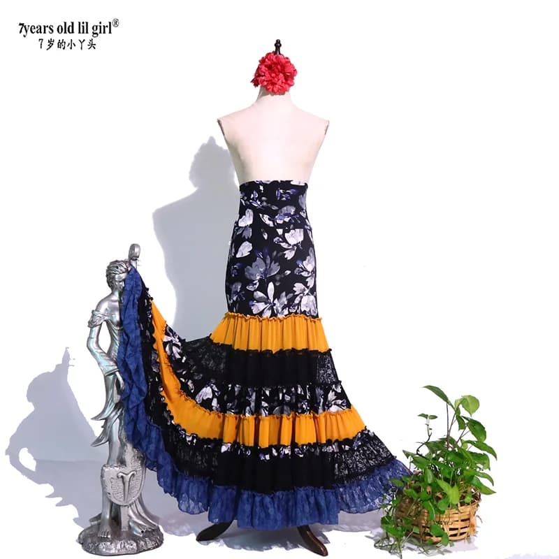 Costume da flamenco spagnolo Abito da esibizione Donna Ragazza Gyspy Sala da ballo 1estival Performance Abbigliamento da ballo Colori multipli DTT95
