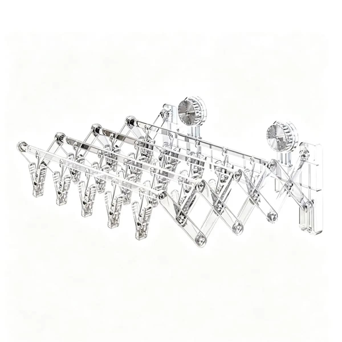 【TODAY-BUY】~@ Suction Cup Sock Rack, Concealed Multifunctional Folding Drying Rack, 20 Clips, No Punching Storage Artifact.