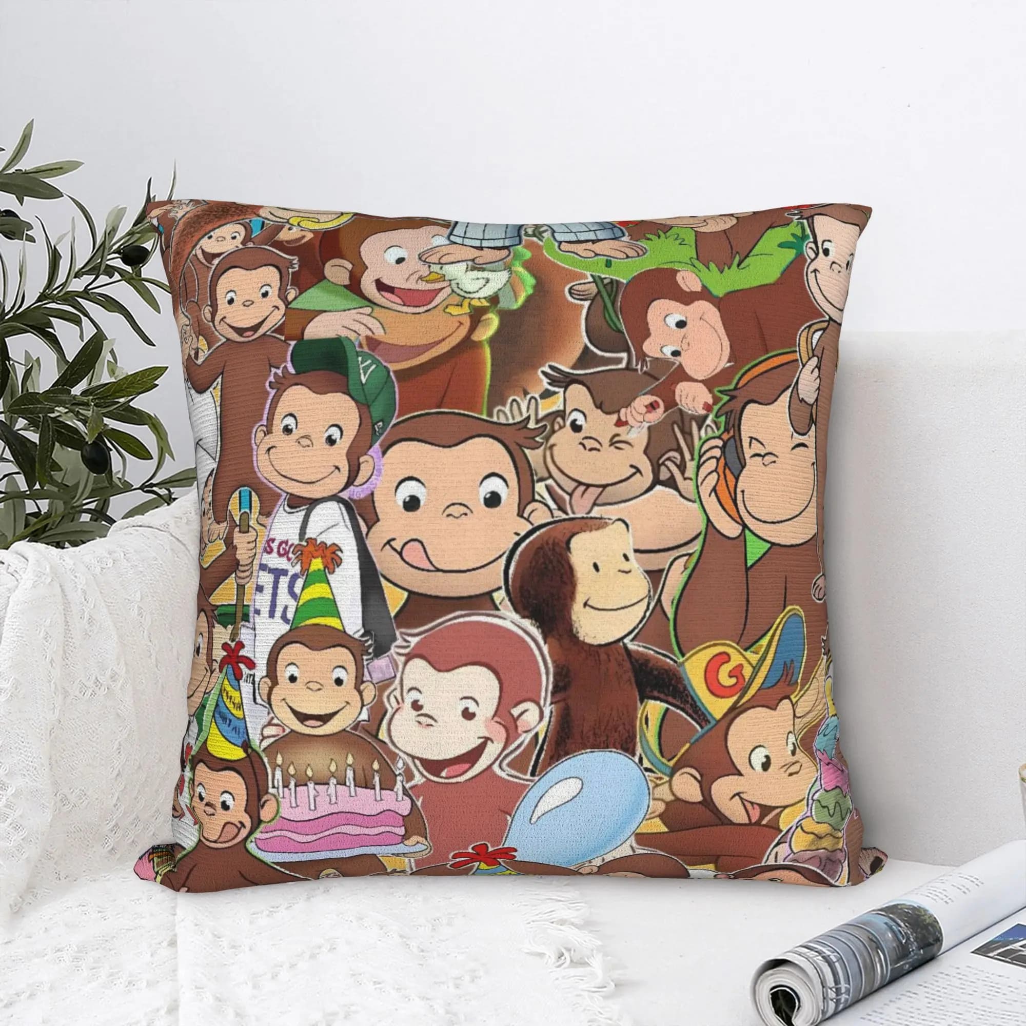 Pillow Cover Curious George-s Retro Trendy Pillow Case For Sofa Couch Bed Living Room Pillowcases