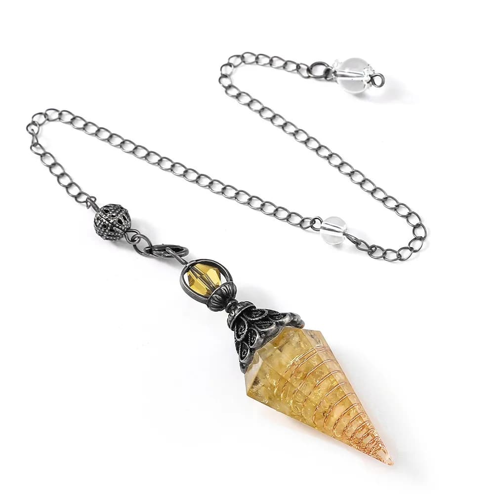 Hexagonal Cone Natural Chips Pendulums Yoga Pendant Amethysts Crystal Pendulum Spiritual Dowsing Witchcraft Pendulo Women