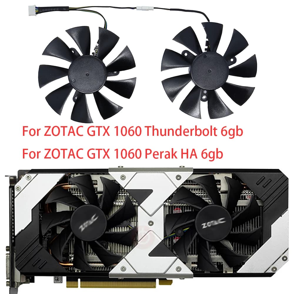 Dispositivo di raffreddamento GPU, ventola per scheda Video, 2 pz/set, muslimb, per Zotac GTX 1060 Thunderbolt 6gb, ZOTAC GTX1060 Perak HA 6gb