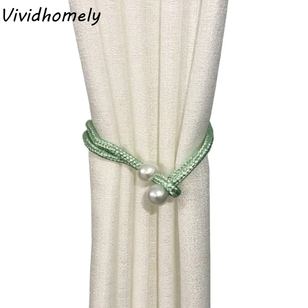 Small Pearl Pearl Curtain Clip With Strap Adjust Length Freely Curtain Holders Exquisite Installation-free Pearl Rope Home