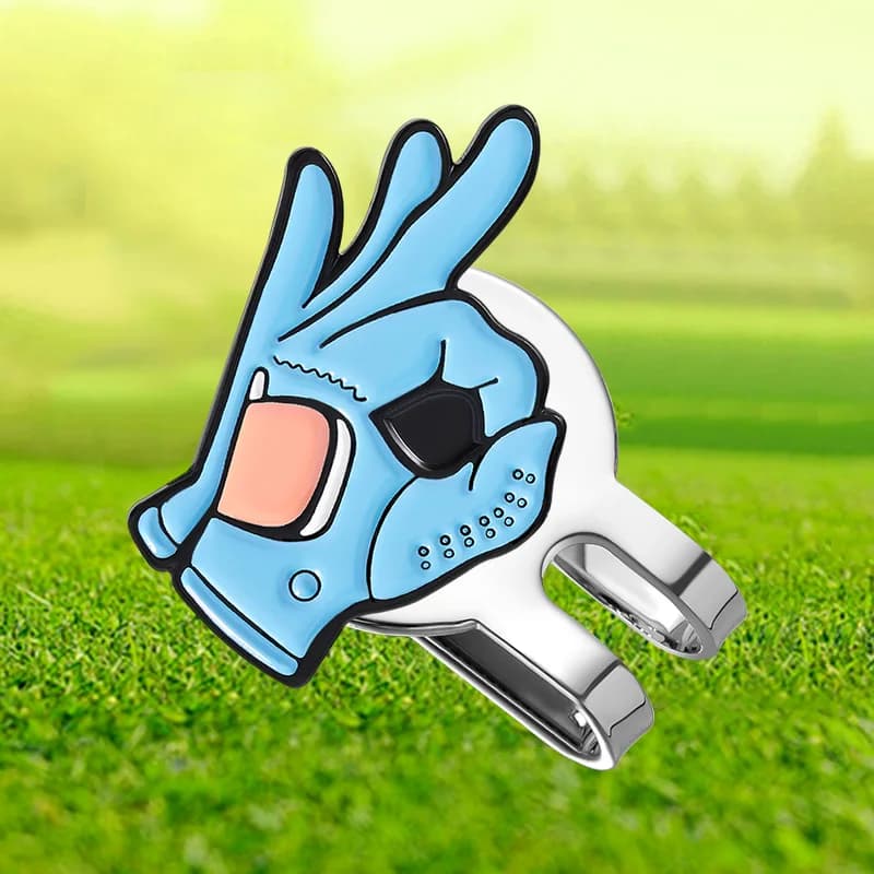 OK Sign Cappello da golf Clip Indicatore di palla Magnetico si attacca facilmente al cappello Modello di bandiera del fumetto Clip per berretto da baseball Accessori per gioielli Regalo