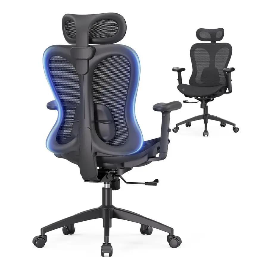Sedia da scrivania da ufficio, comoda sedia da gioco per computer, sedile con schienale in rete traspirante, poggiatesta con bracciolo regolabile, sup lombare