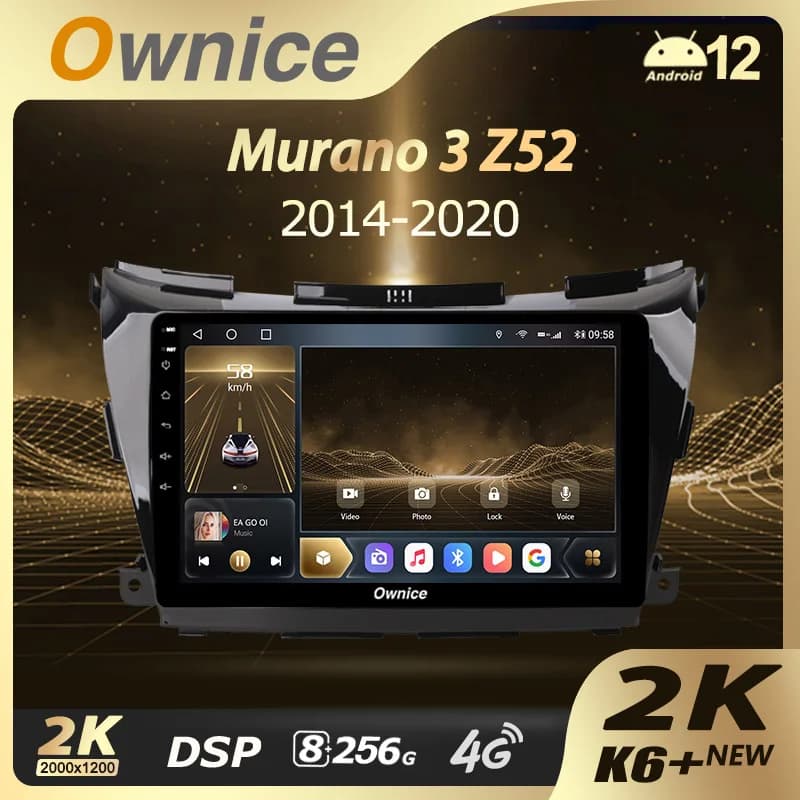 Ownice K6 + 2K 10.36 per Nissan Murano 3 Z52 2014 - 2020 Autoradio Lettore Video Multimediale Navi Stereo GPS Android 12 No 2din DVD