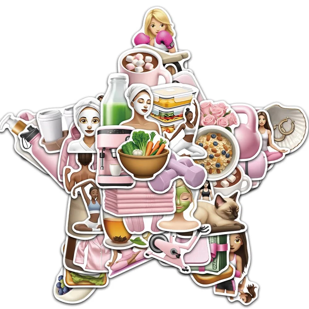50/100PCS Fitness GYM Girl Creative Stickers Storage Box Fitness Yoga Gym Skateboarding Vase Door Wall DIY Stickers