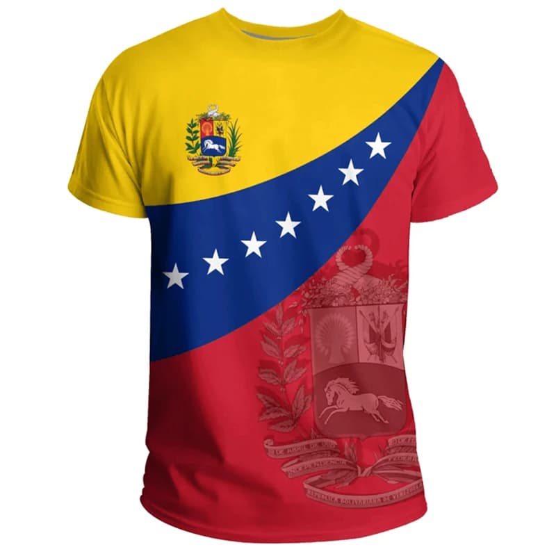 New 3d Print Venezuela Flag T-Shirt Summer Round Neck Short Sleeve Tees Gym Sports Oversized T Shirts For Men Football T Shirt