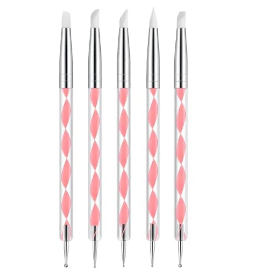 5 Pack Crome Applicator Nails Nail-Art ure Pen Dotting Tools Dual-Ended Nail Art Dotting Tools Silicone Nail Polis es Carng Dr